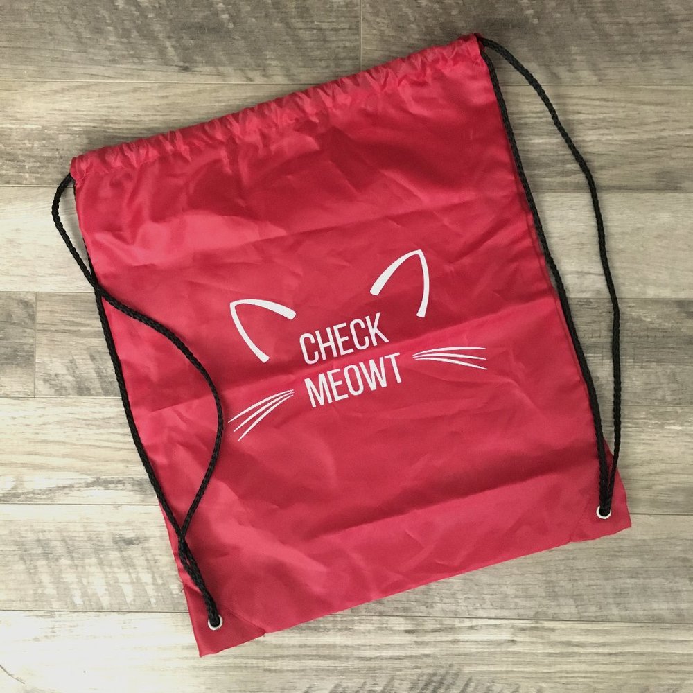 Toronto Cat Rescue Check Meowt Cat Pun Red Canvas Book Tote Bag